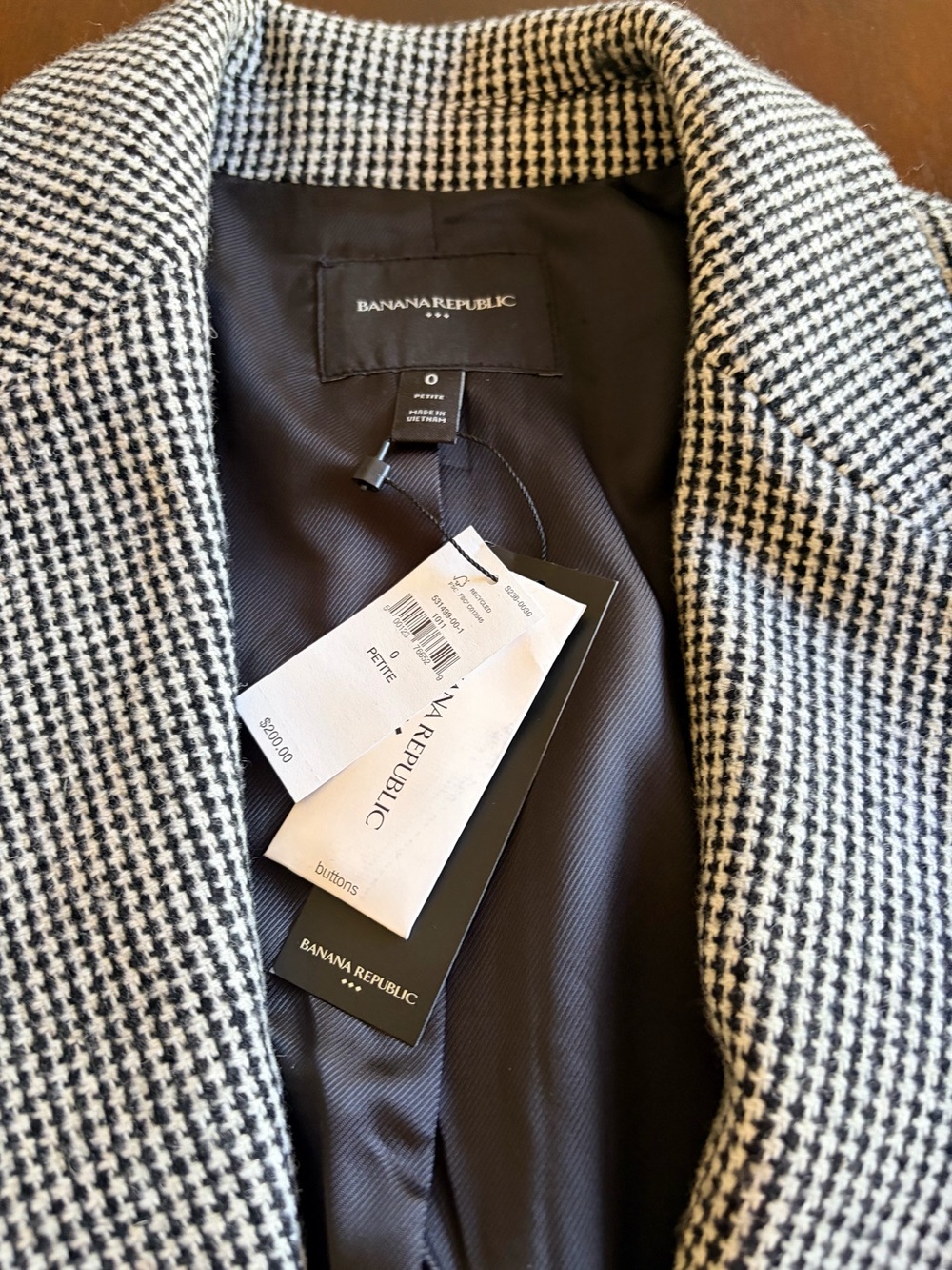 Banana Republic Black and White Houndstooth Blazer - Picture 3 of 5